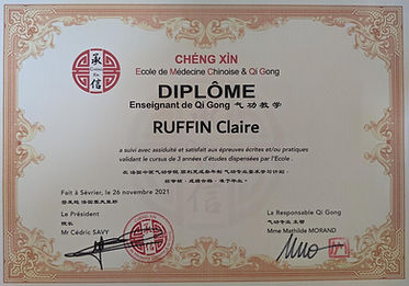 diplôme de Qi Gong