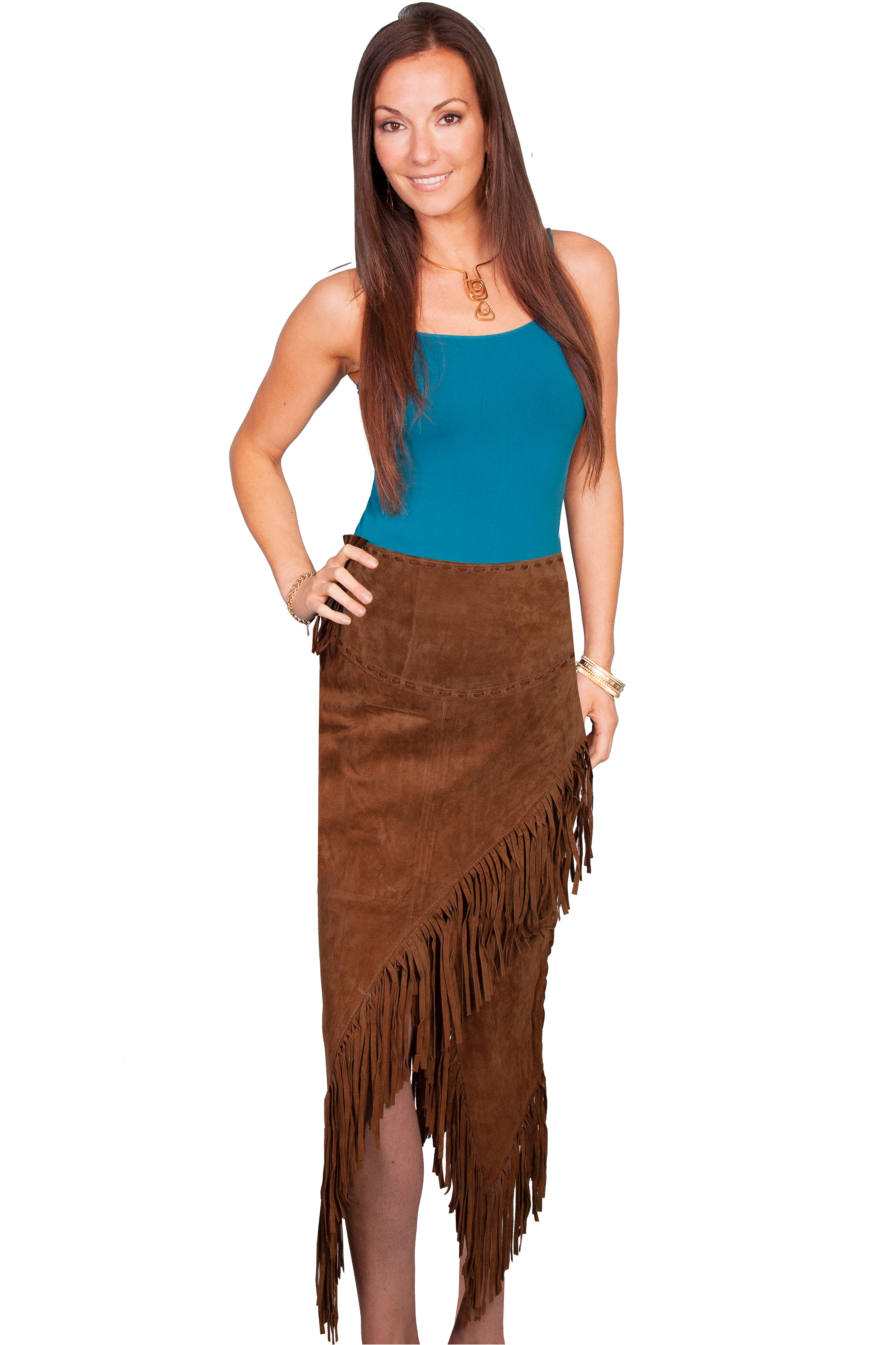 Scully Long Suede Fringe Skirt - Cinnamon Boar Suede