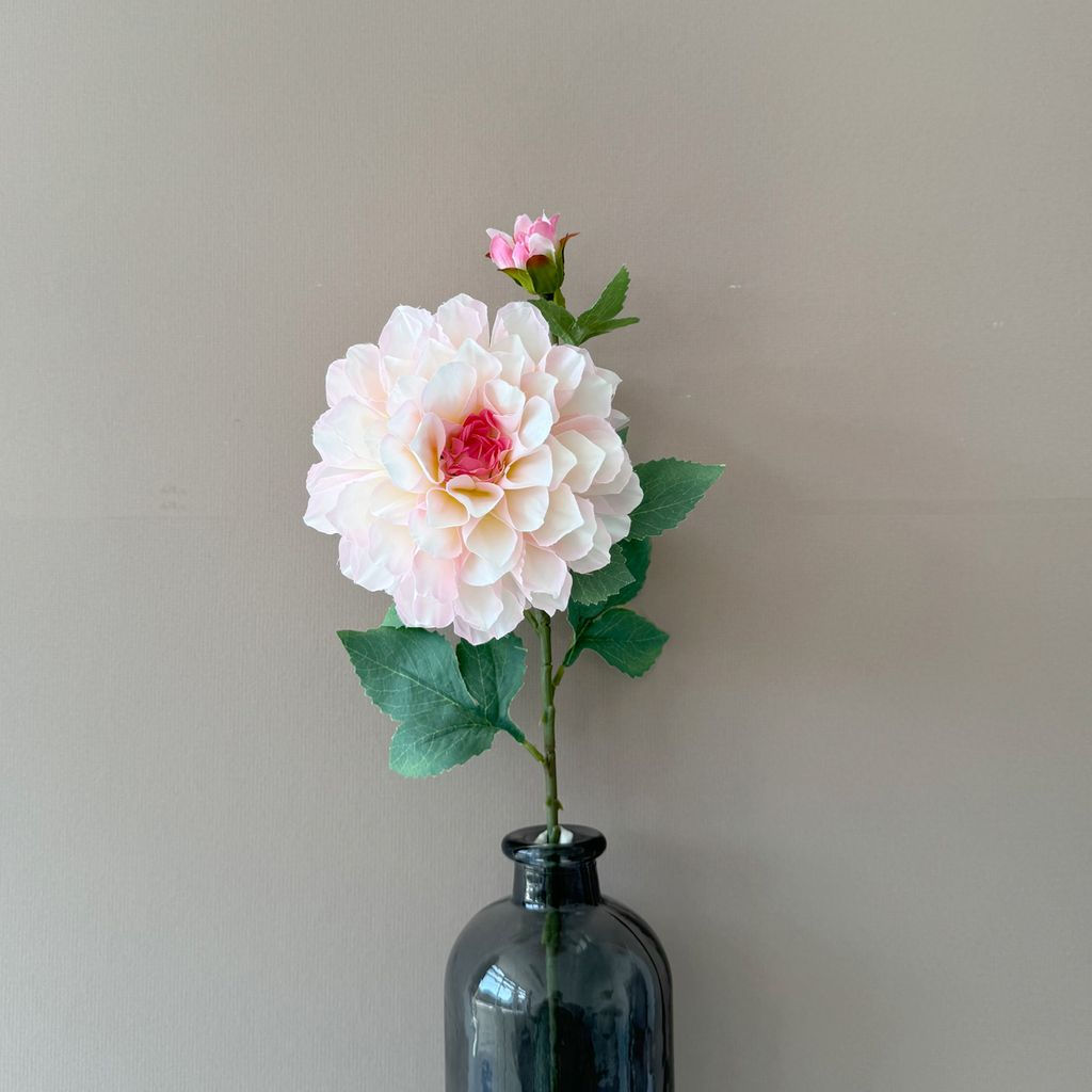 Blush Pink Dahlia Faux Flower Stem 62cm