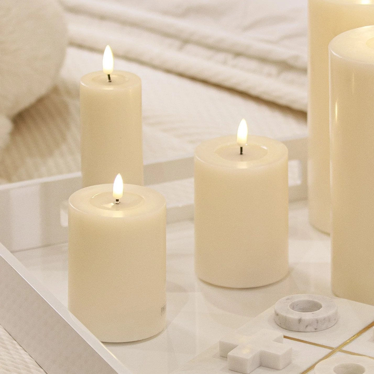 Cream Realistic Wax LED Church Candle 15cm