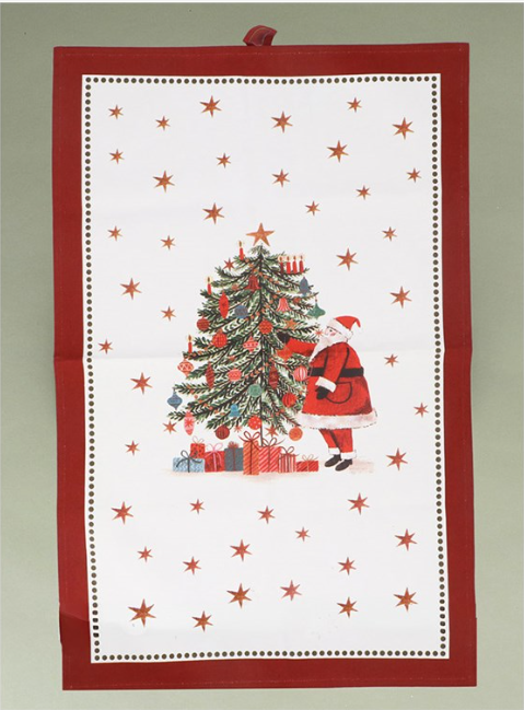 Gisela Graham Nostalgia Santa Cotton Tea Towel