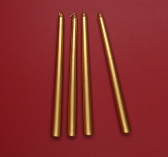 Gisela Graham Metallic Gold/Silver Taper Dinner Candles - Box 4