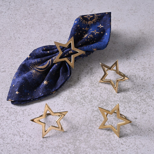 Christmas Celestial Set of Four Gold Star Napkin Rings parkslane.co.uk