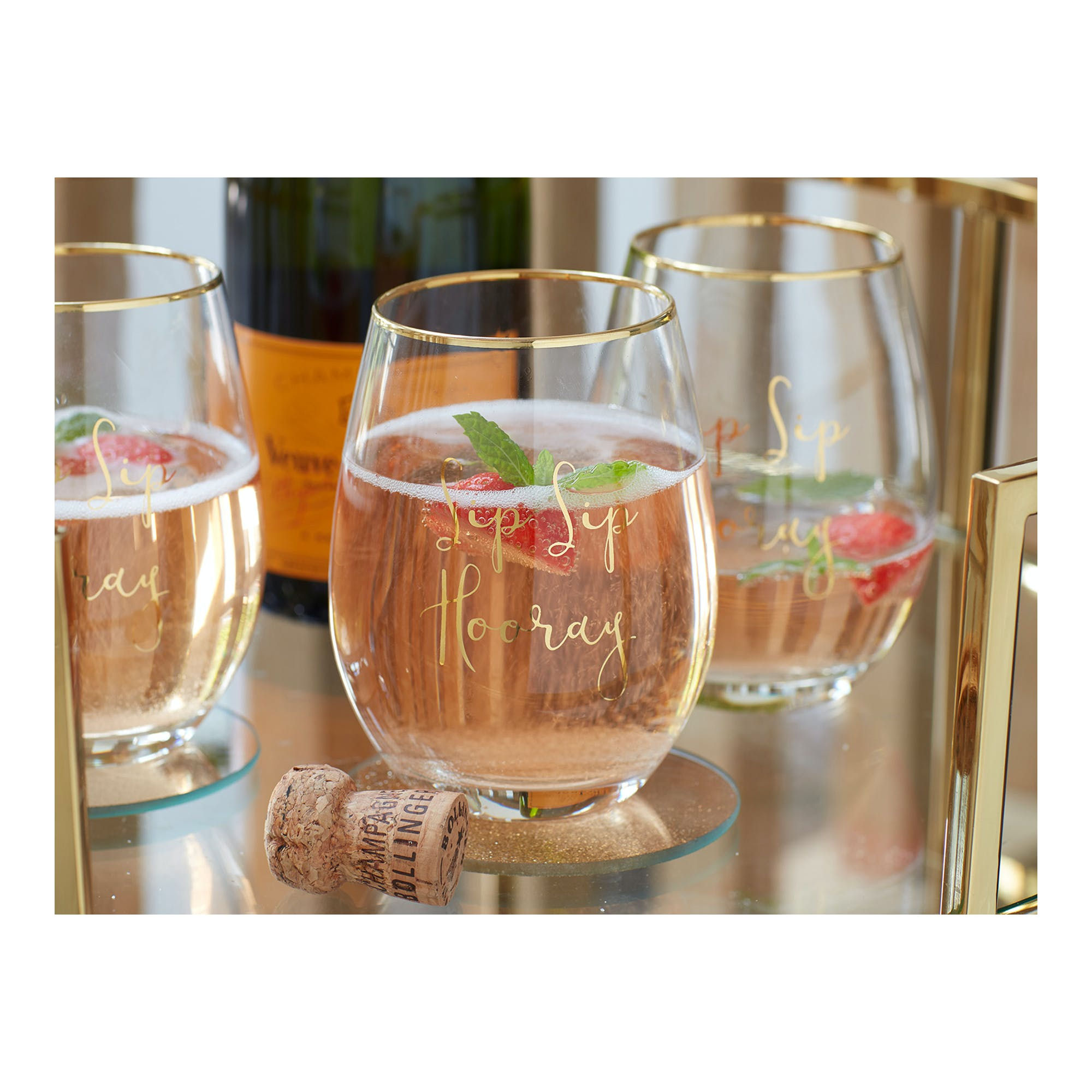 Ava & I Stemless Wine Glass - "Sip Sip Horay!"