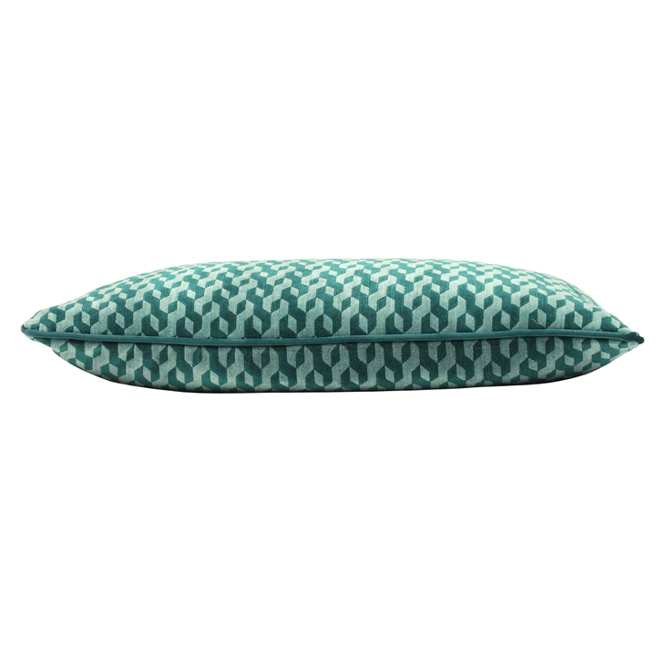 Thumbnail: Dione Geometric Rectangular Cushion - Carbon Grey/Teal