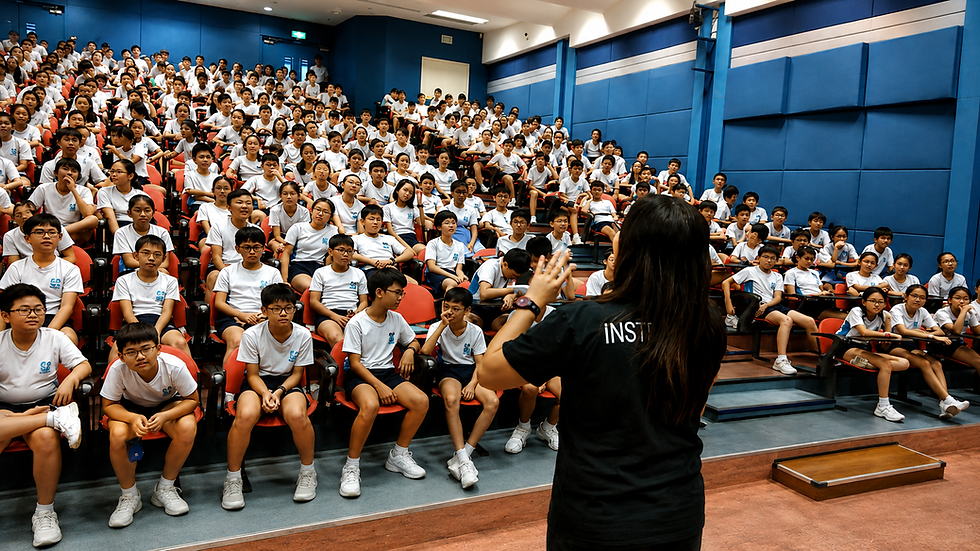 Beatz Inc performing for students at a Singapore school event assembly