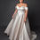 Thumbnail: WSP126-Satin A-line gown neckline with full circular skirt