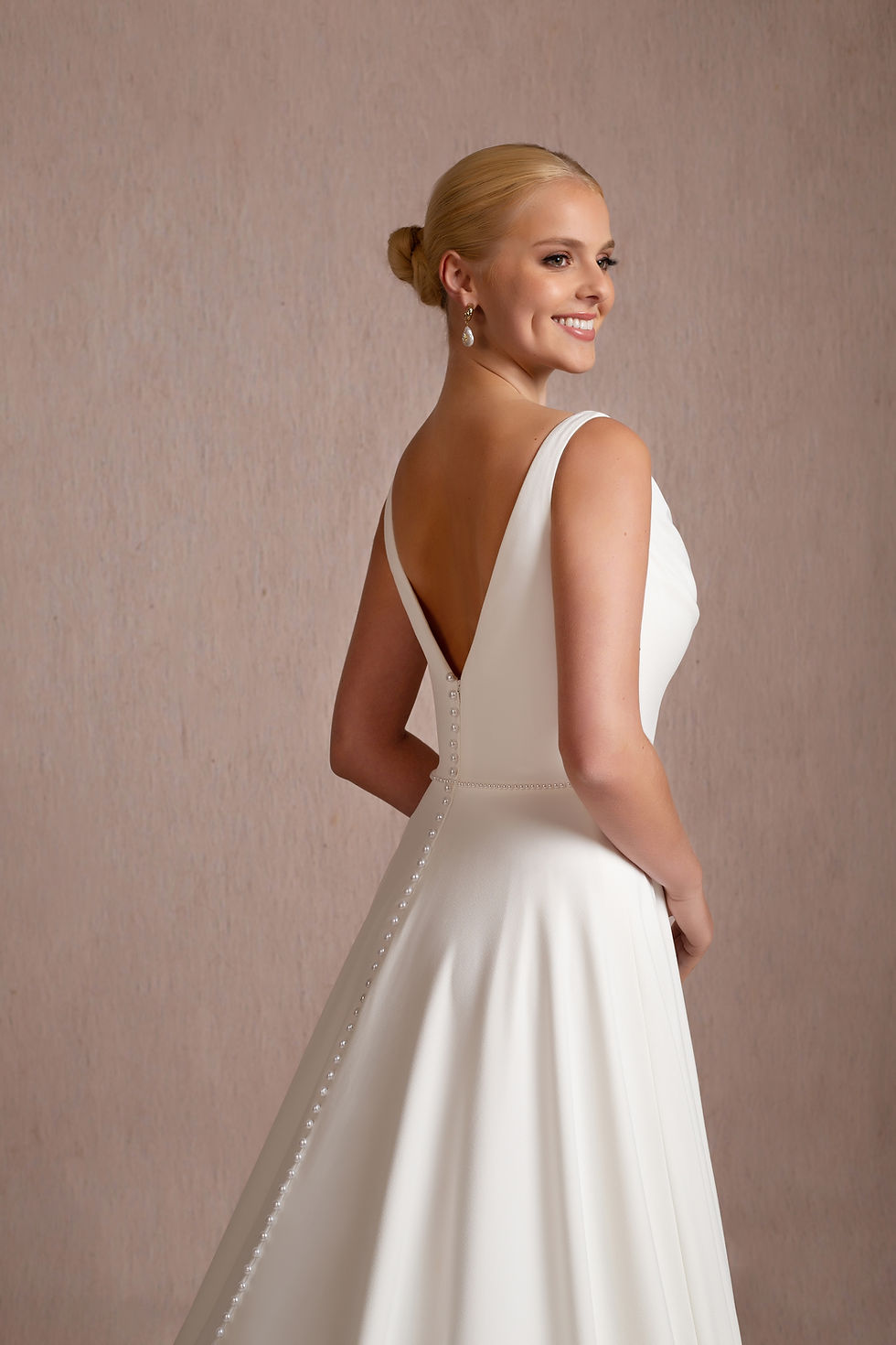 Thumbnail: WSS309 - Elegant Satin A-line Wedding Dress with Cowl Neck
