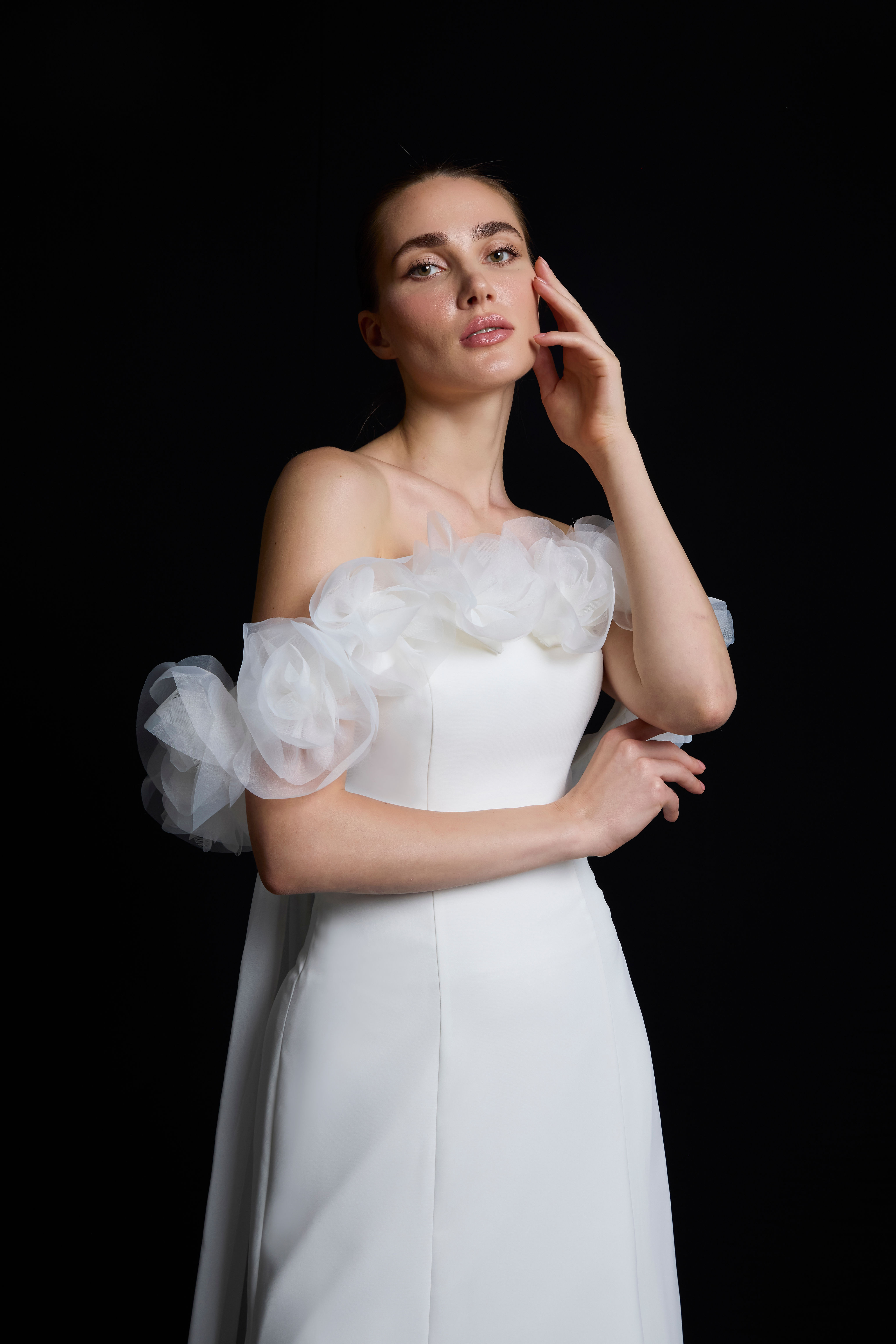 WSS010-A-line Cotton Chiffon And Organza Wedding Dress