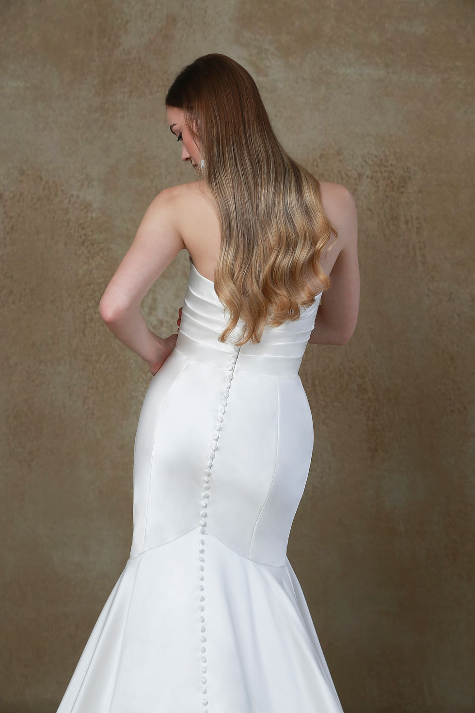 Thumbnail: R1784-Fishtail Satin Wedding Dress