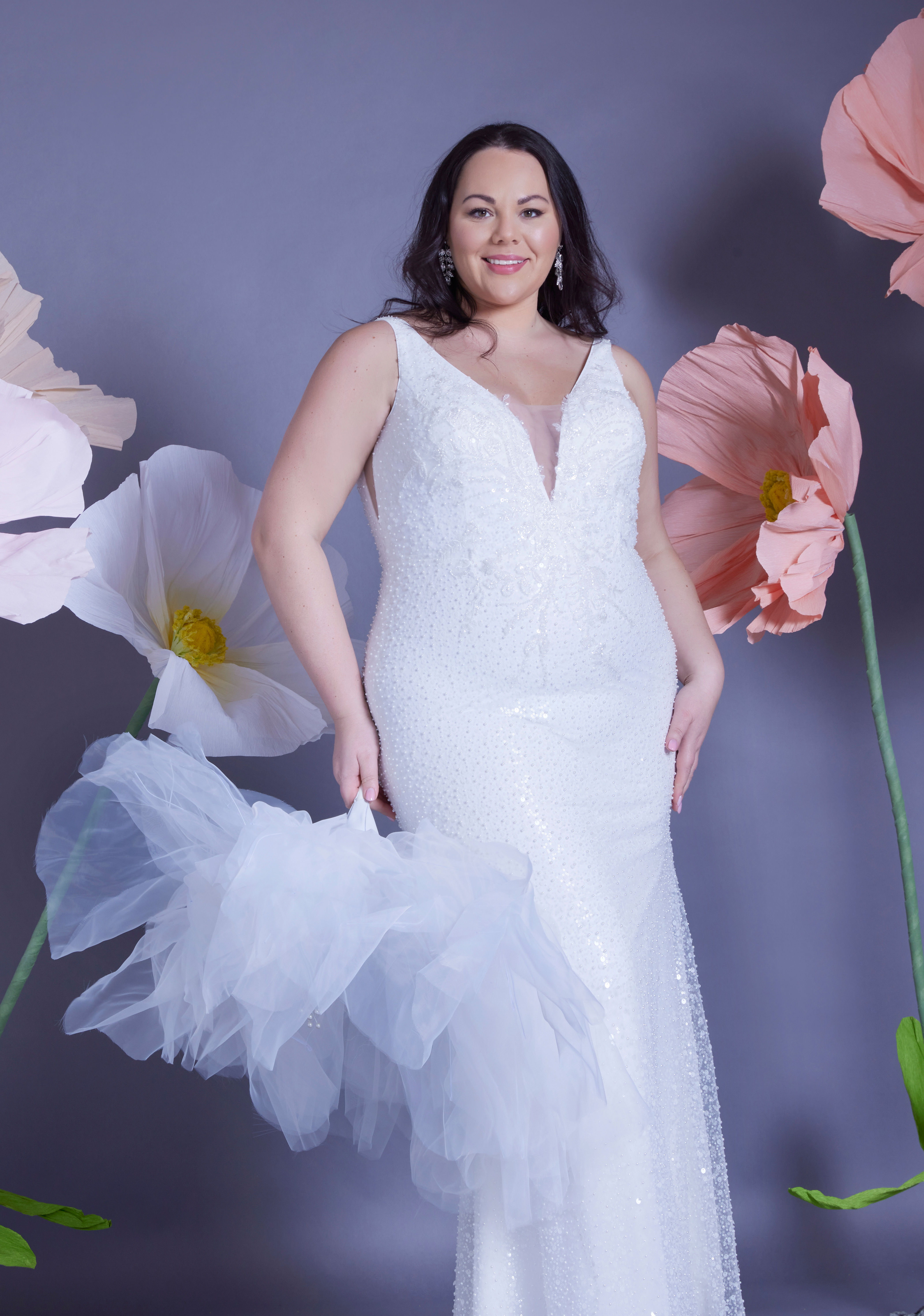 WSP047-Sequins Tulle Fit And Flare Wedding Dress