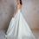 Thumbnail: R1841-Satin Aline Wedding Dress with Boat Neckline, Lace on Side Seams