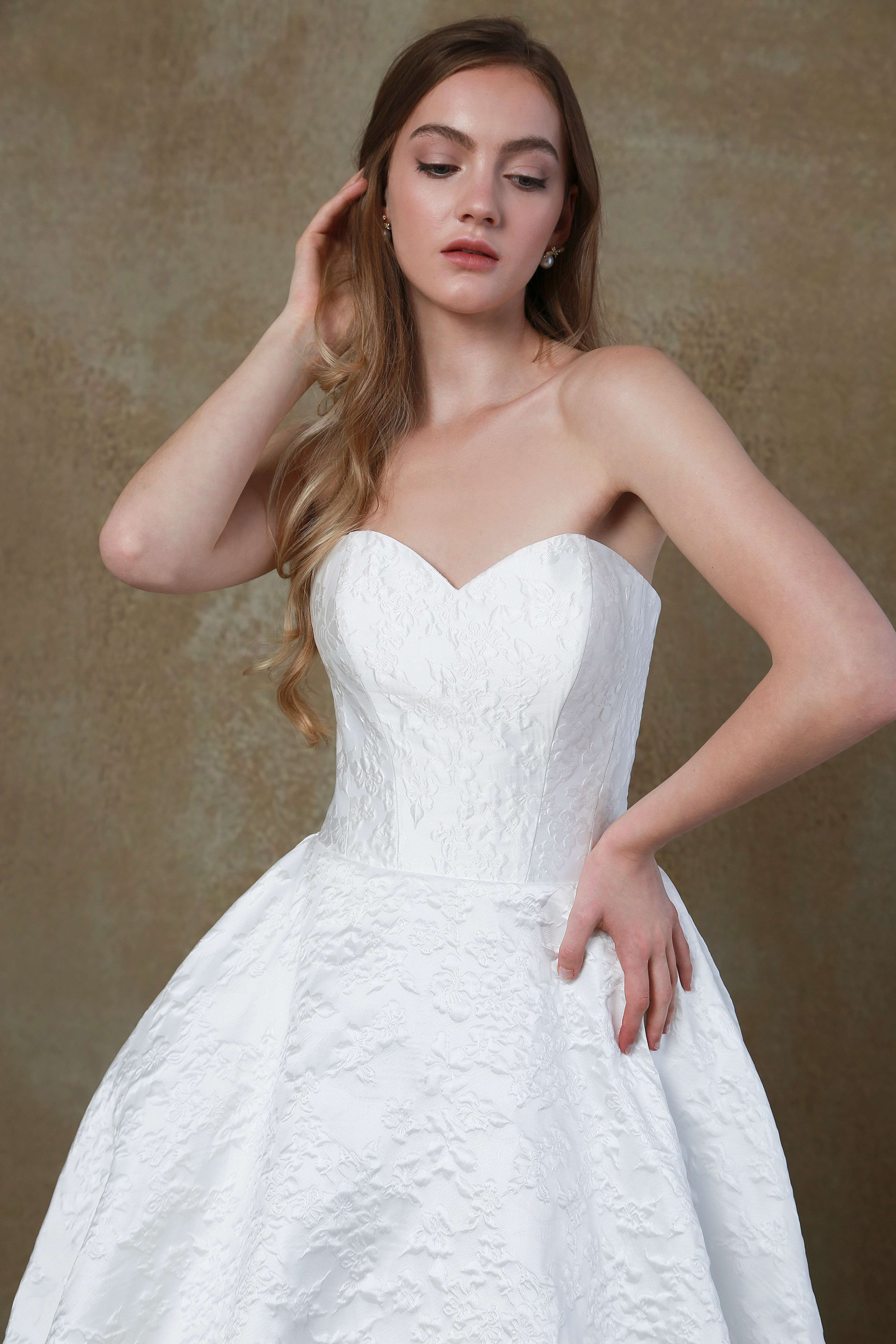 R1780B-Ball Gown Brocade Wedding Dress