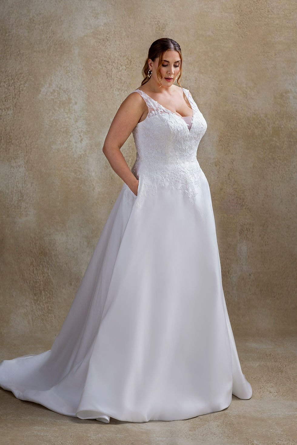 Thumbnail: WP774-A-line Satin Wedding Dress