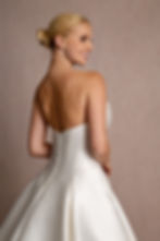 Thumbnail: R1852-Cateye Neckline Corset Wedding Dress with Basque Waist & Box Pleated Skirt