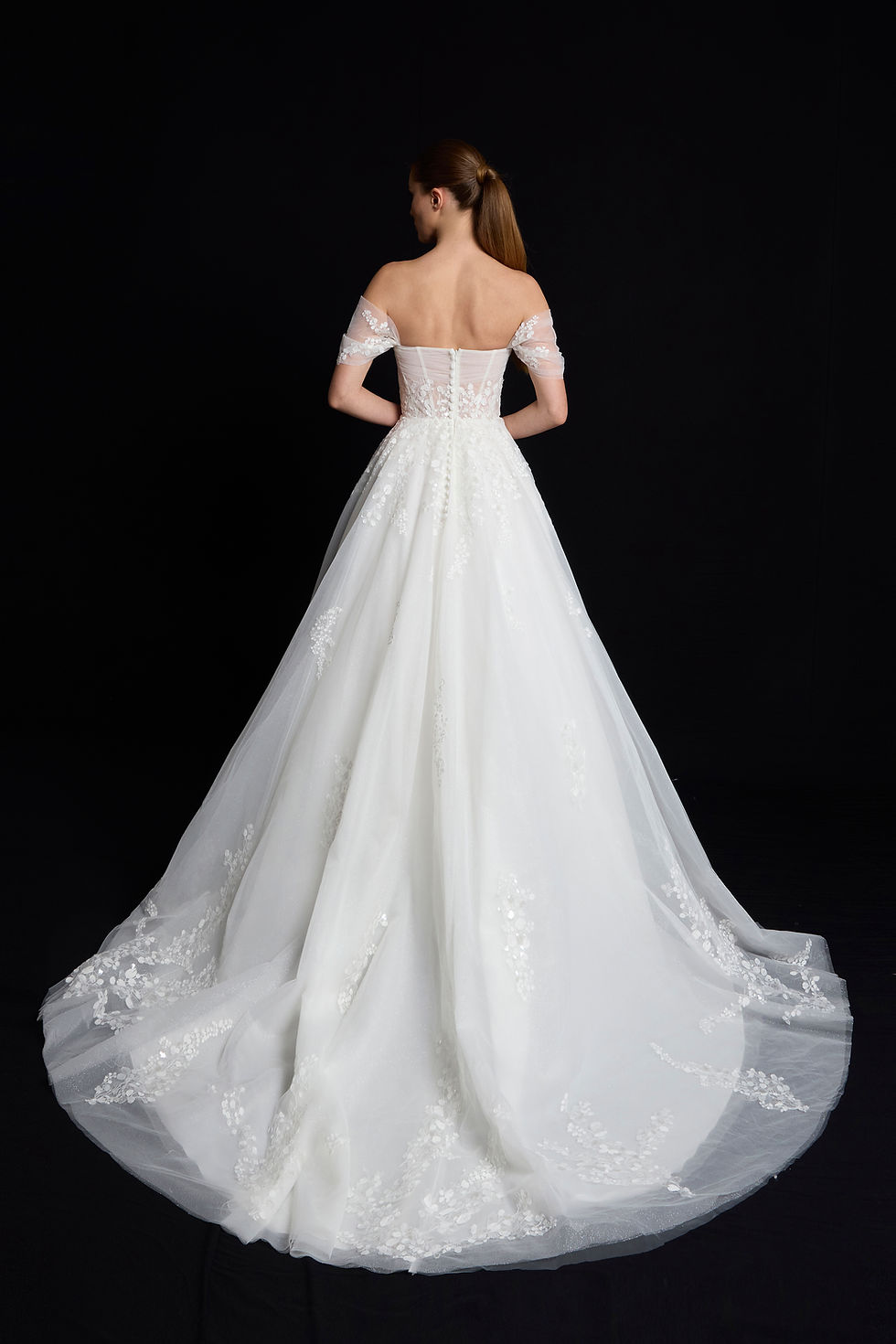 Thumbnail: WSS022-Ballgown Beaded Lace And Tulle Wedding Dress