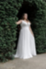 Boho style bridal gown lace bodice soft chiffon skirt, bohemian style wedding dress