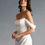 Thumbnail: R1895-Column dress with soft draping over hipline, drop bardot shoulder sleeves