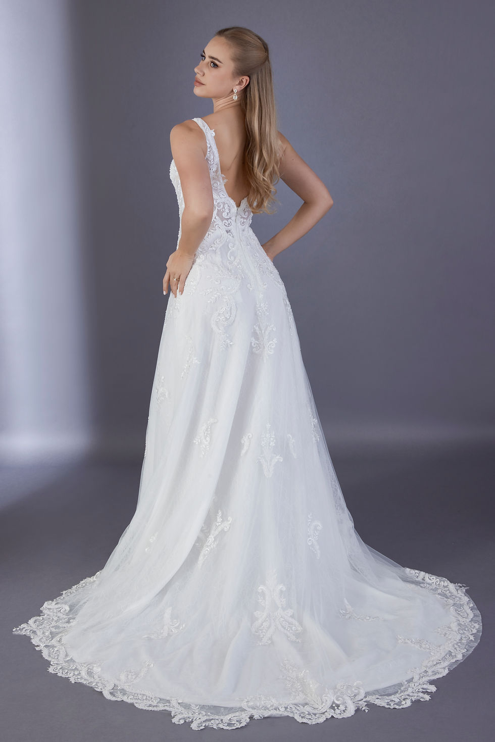 Thumbnail: WS172-A Line Beaded Lace Wedding Gown