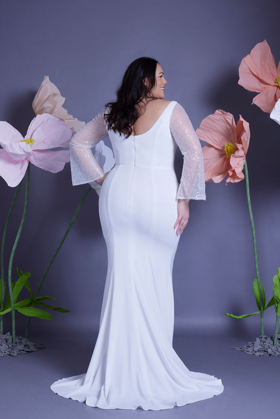 Thumbnail: WSP056-Crepe And Lace Fishtail Wedding Dress