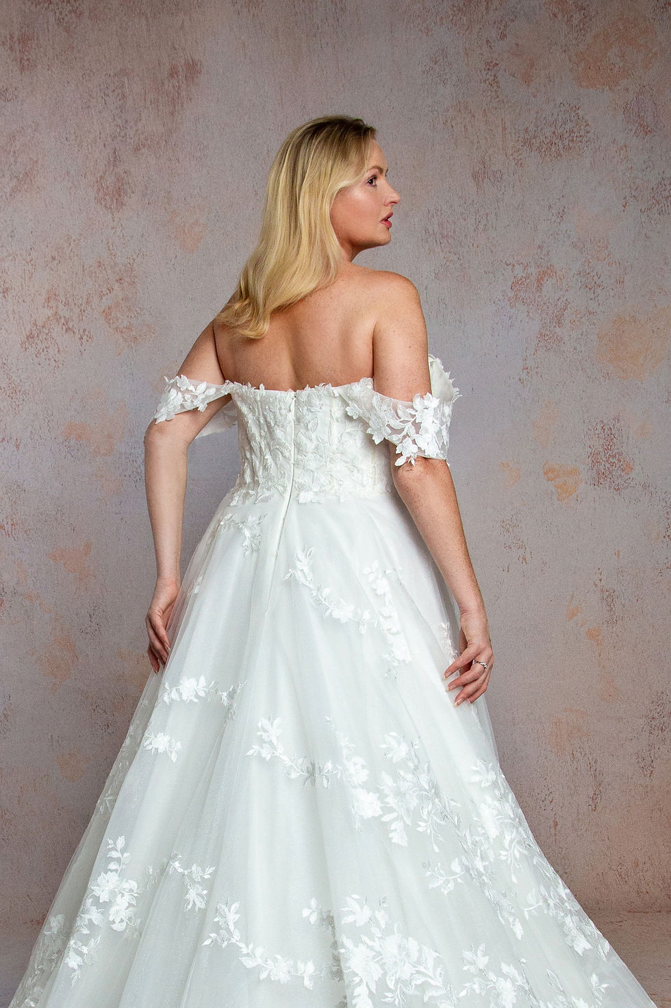 Thumbnail: WP809-Lace Bodice Wedding Dress with Sheer Drop Lace Shoulder Straps