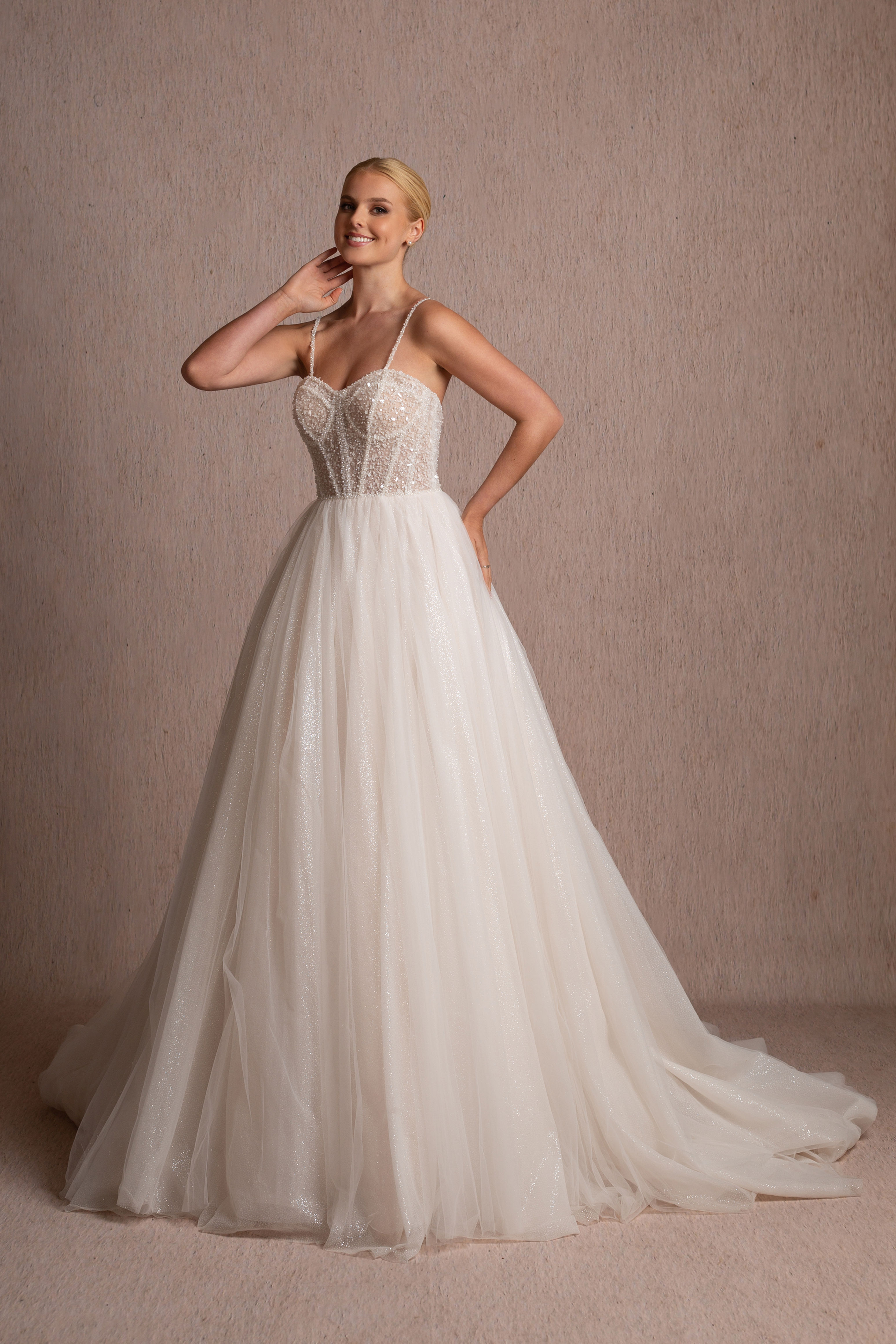 WSS300- Ballgown Tulle and Beaded Lace Wedding Gown