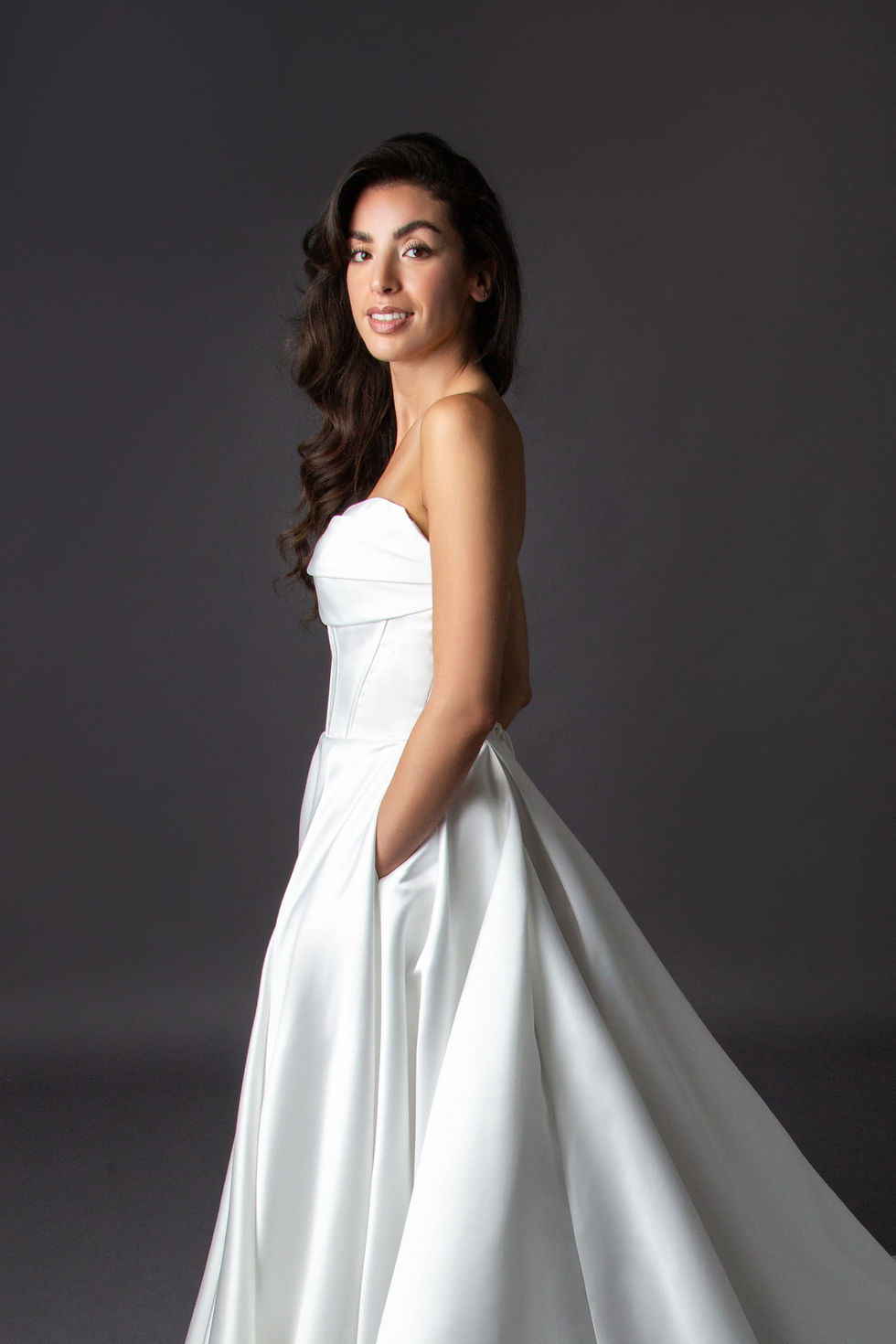 Thumbnail: WS294-Satin box pleated wedding dress
