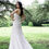 Thumbnail: Long train fishtail wedding lace dress, strapless with vintage motives
