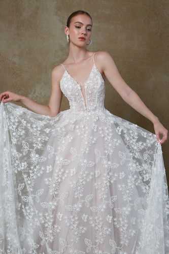 1406 Ecru Lace A-Line Dress main image 0