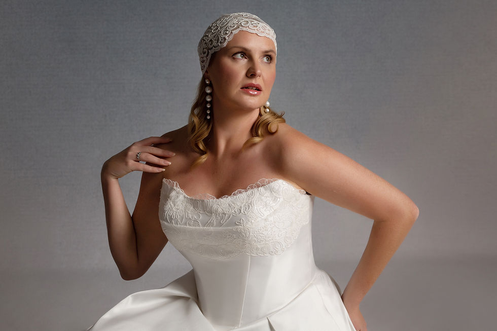 Thumbnail: WP826-Ballgown fully structured bodice with Alençon lace across the bodice
