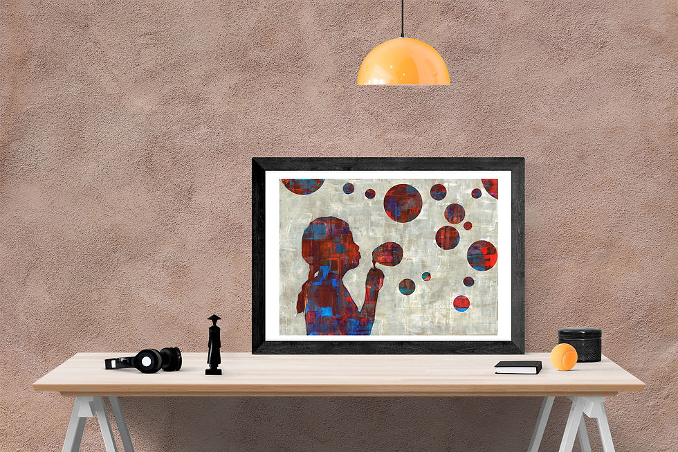 Thumbnail: BUBBLE GIRL- a print of an original painting