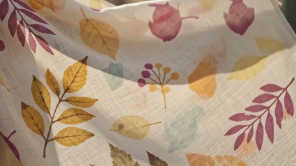 Küçük resim: Eco Print Doğal Baskı Şal -Gerçek Yaprak ve Çiçek Baskılı