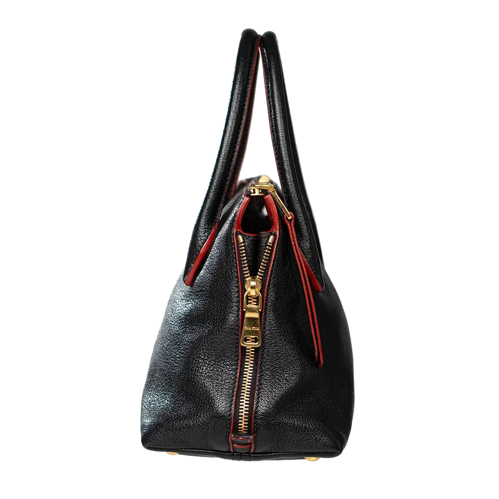 Thumbnail: Miu Miu Vitello Leather Madras Handbag