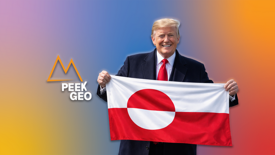 Trump holding Greenland flag