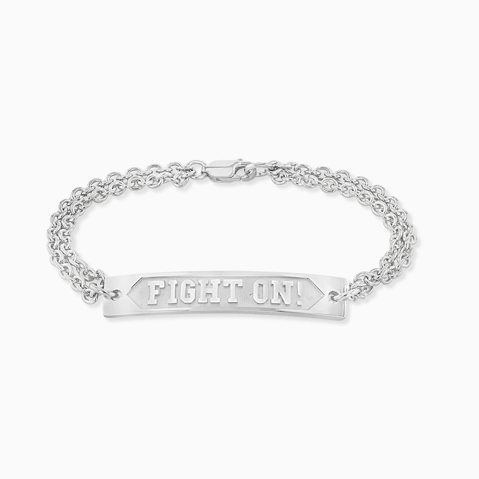 Thumbnail: “Fight On!” Rectangular Bar Bracelet with Double Link Chain