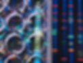 A multi-well sample plate with DNA sequencing lines in the background
