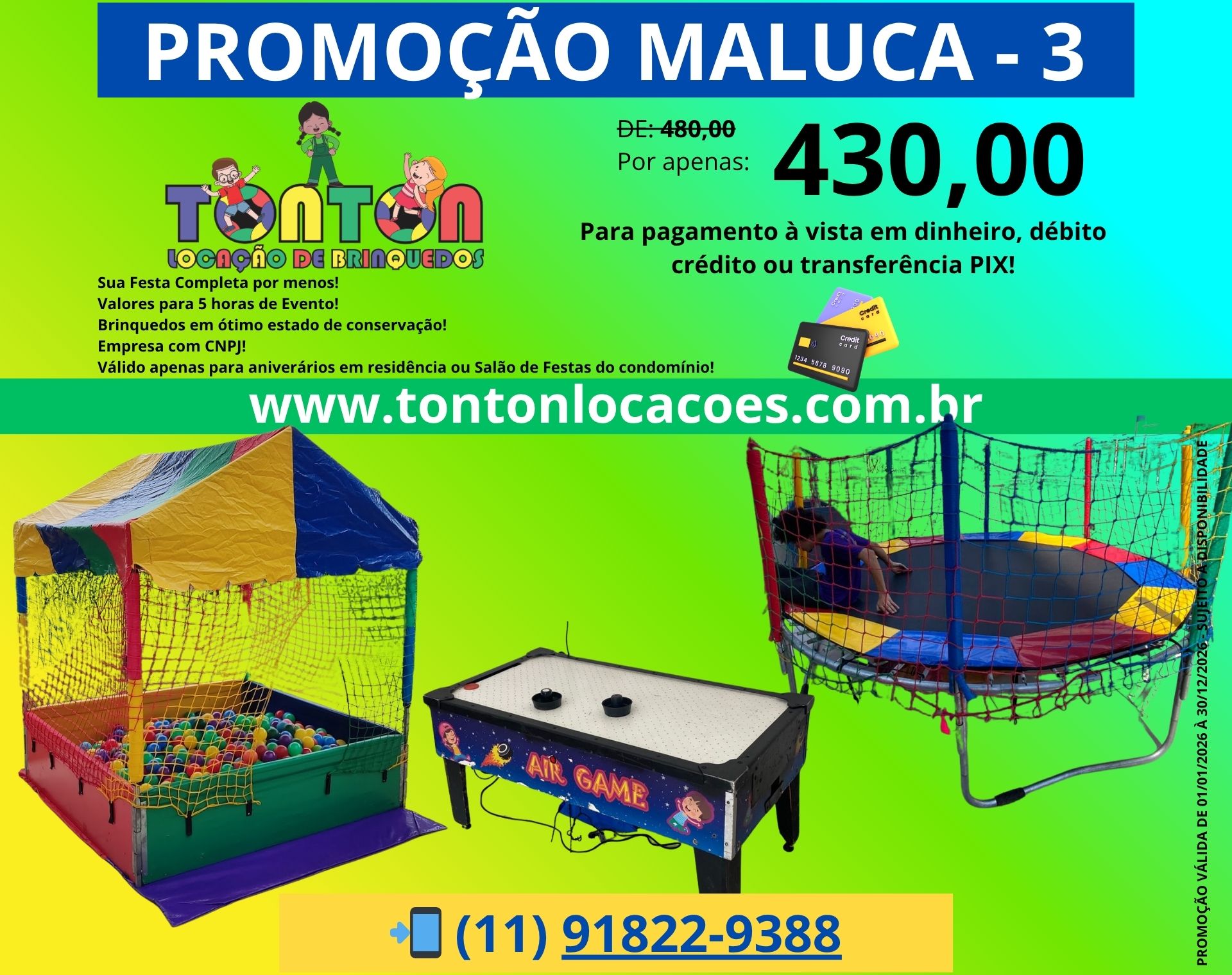 Aluguel de Tombo Legal, Piscina de Bolinha e Cama Elástica e Multi Atividades Montado em Residência na Cidade de São Paulo, Barueri e Alphaville...