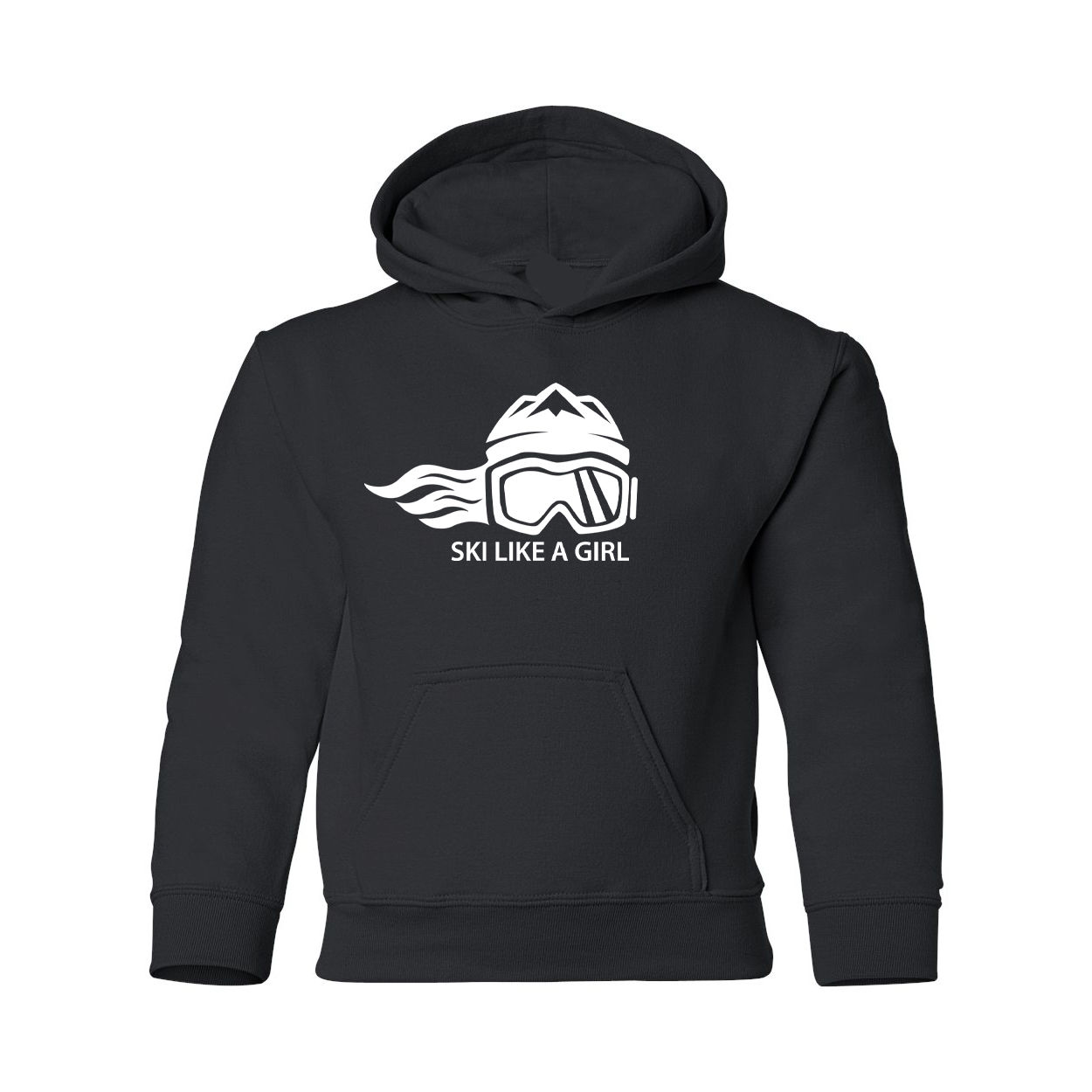 Ski Like A Girl Girls Hoodie - Black