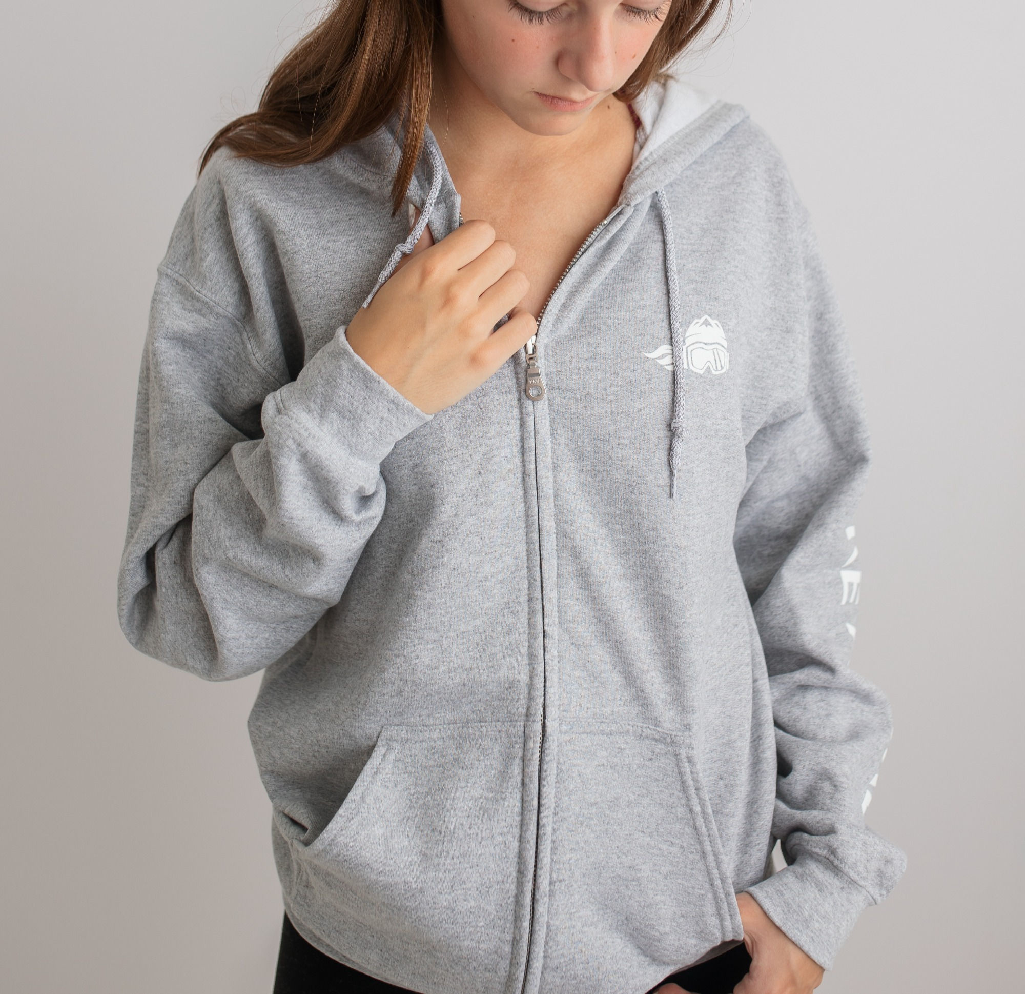 Ski Like A Girl Womens Full-Zip Hoodie Grey