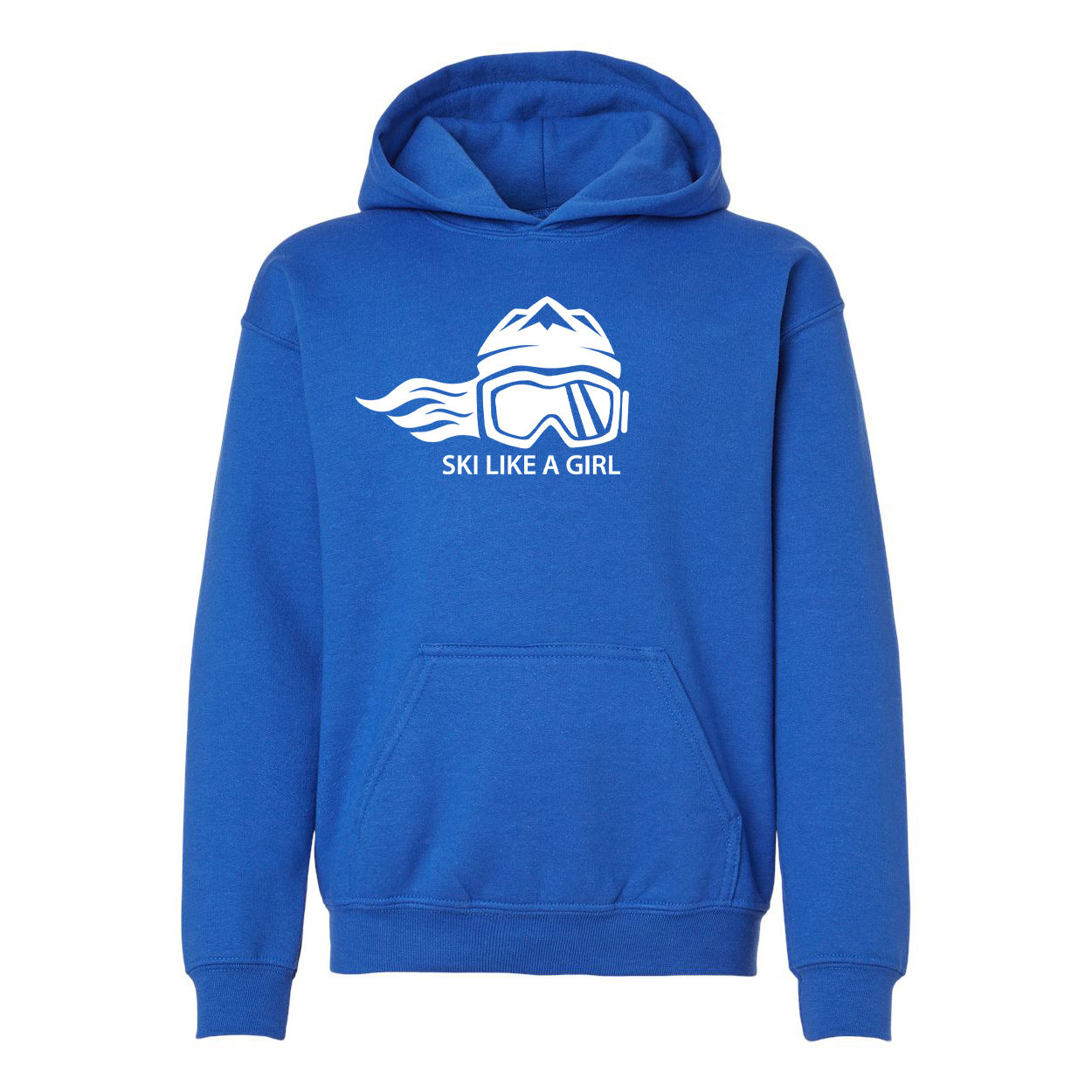 Ski Like A Girl Girls Hoodie - Royal Blue