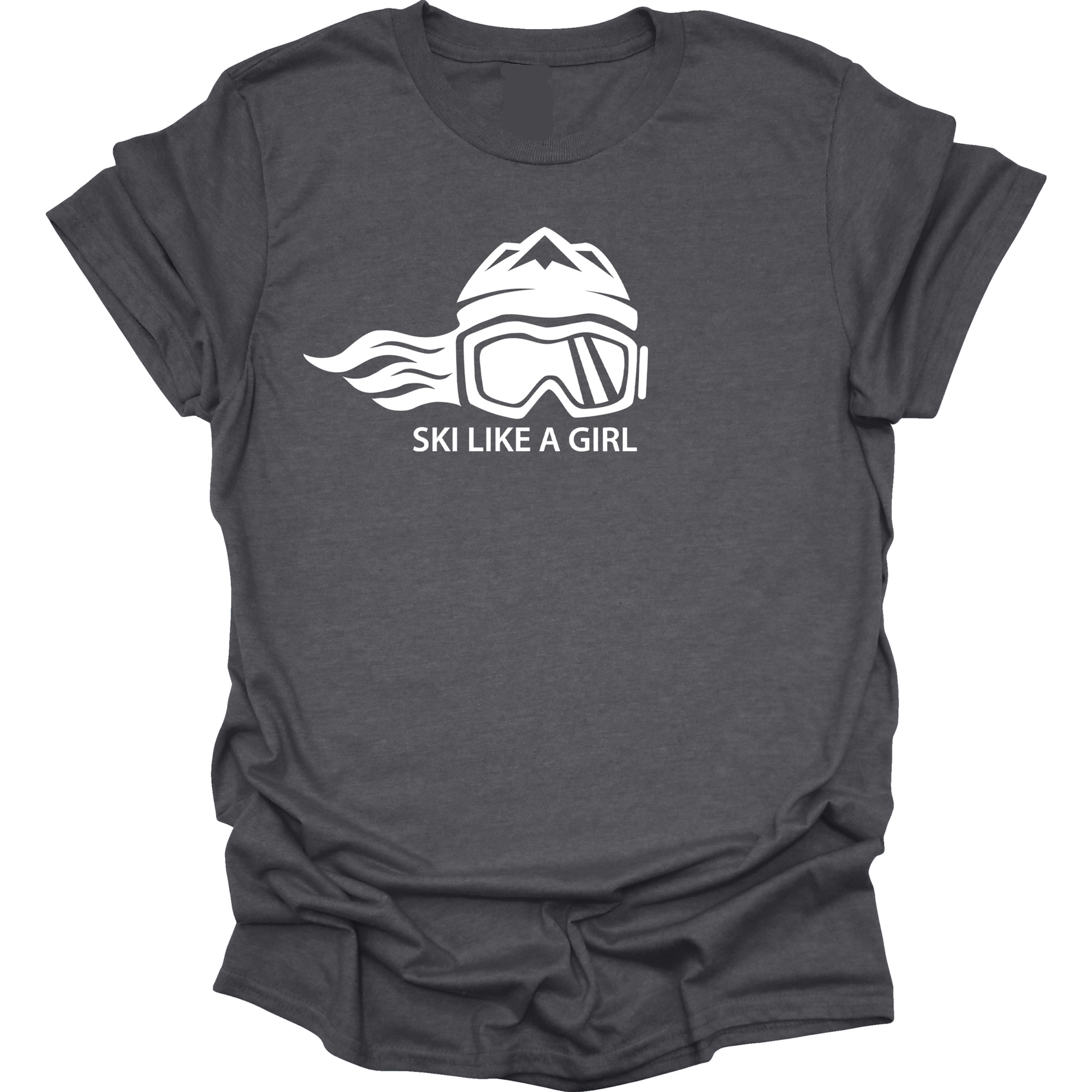 Ski Like A Girl Womens Short Sleeve T-Shirt - Heather Dark Grey