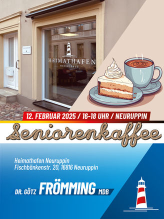 Herzliche Einladung zum Seniorencafé im Heimathafen Neuruppin.