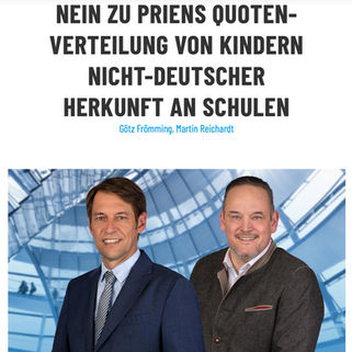Nein zu Priens Quoten-Verteilung von Kindern nicht-deutscher Herkunft an Schulen