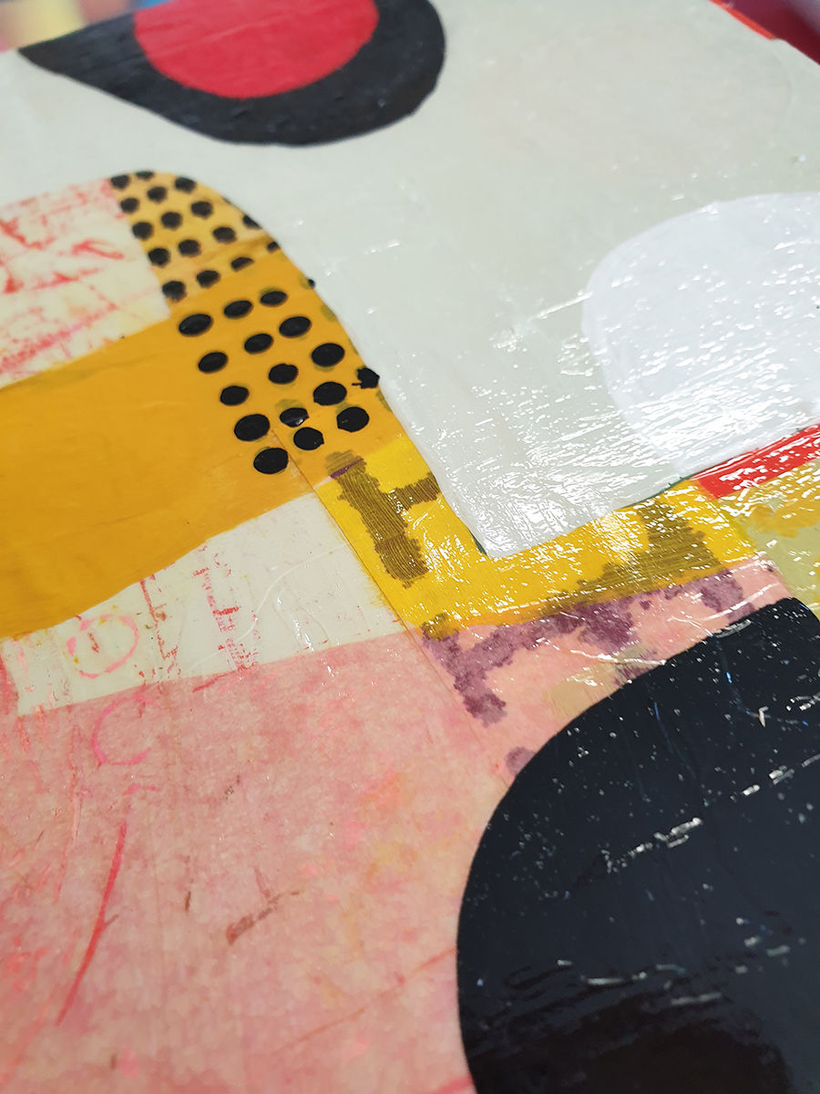 Thumbnail: 'Pivot'  -  20cm x 20cm acrylic and mixed media on cradled wood