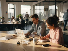 Ecommerce managers at desk with advertising data