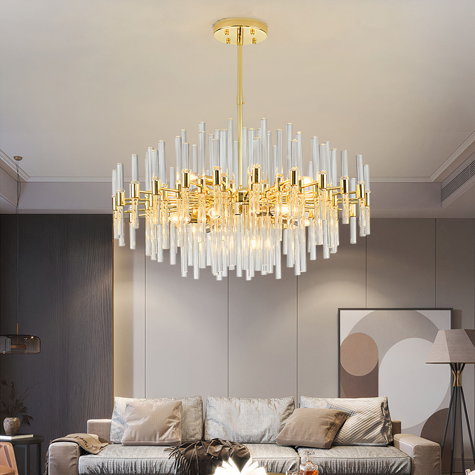 Living room view the modern Crystal Ceiling Lights Nordic Edition by Elumin