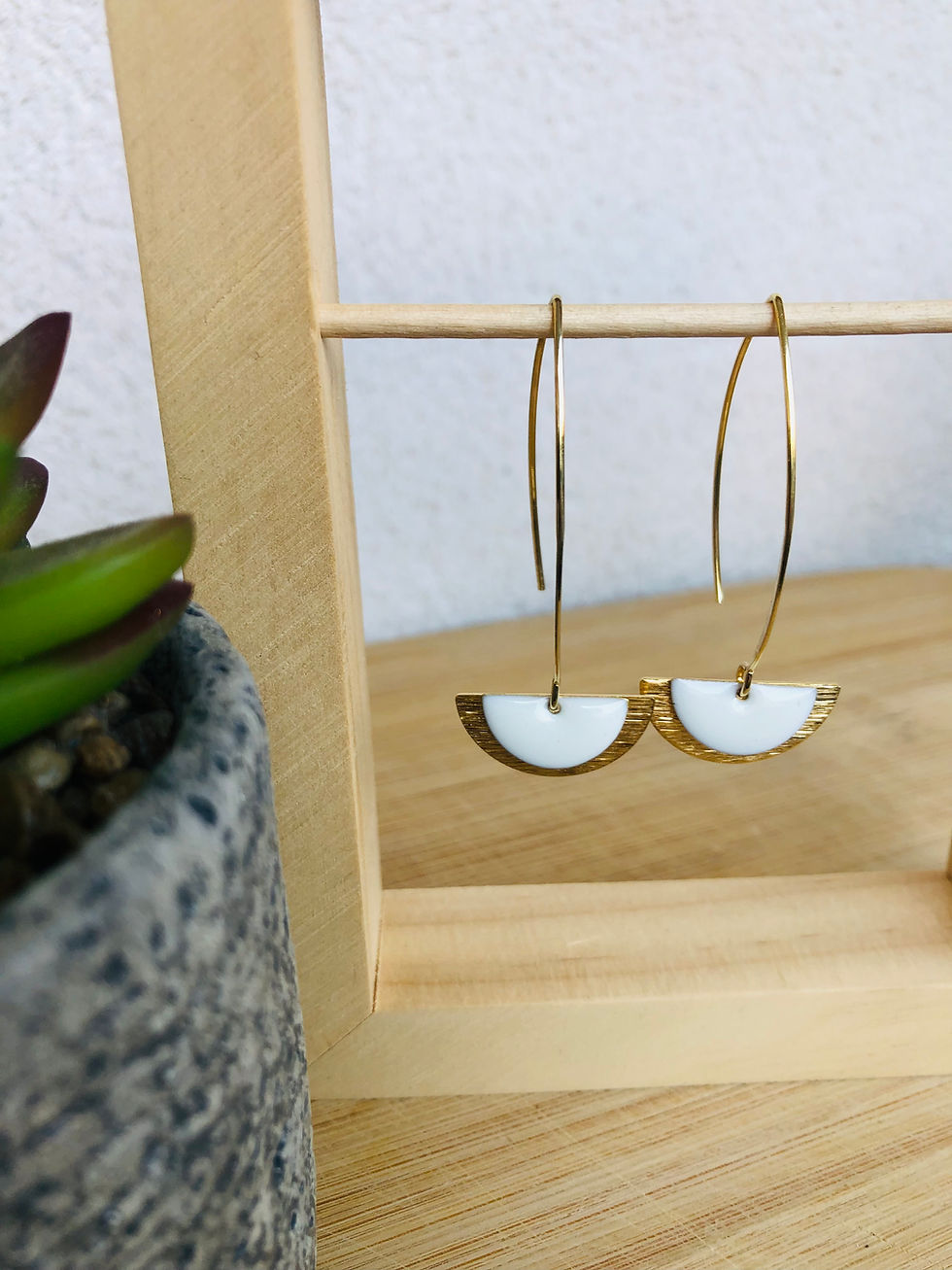 Miniature : Crochets d’oreilles avec demi lune en métal et sequin émaillé