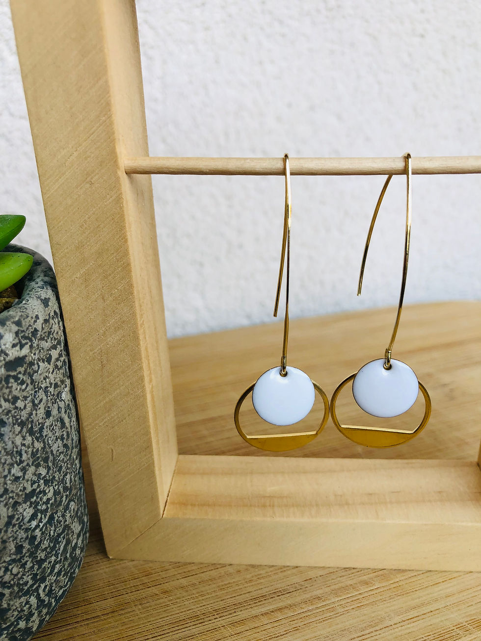 Miniature : Crochets d’oreilles avec cercle évidé en métal et sequin émaillé