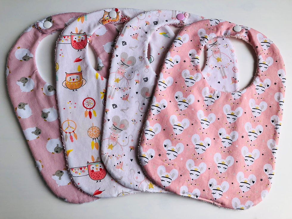 Bavoir en coton et éponge motifs animaux filles