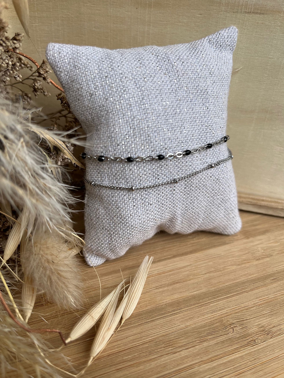 Miniature : DOUBLE- Bracelet argenté chaîne émaillée 